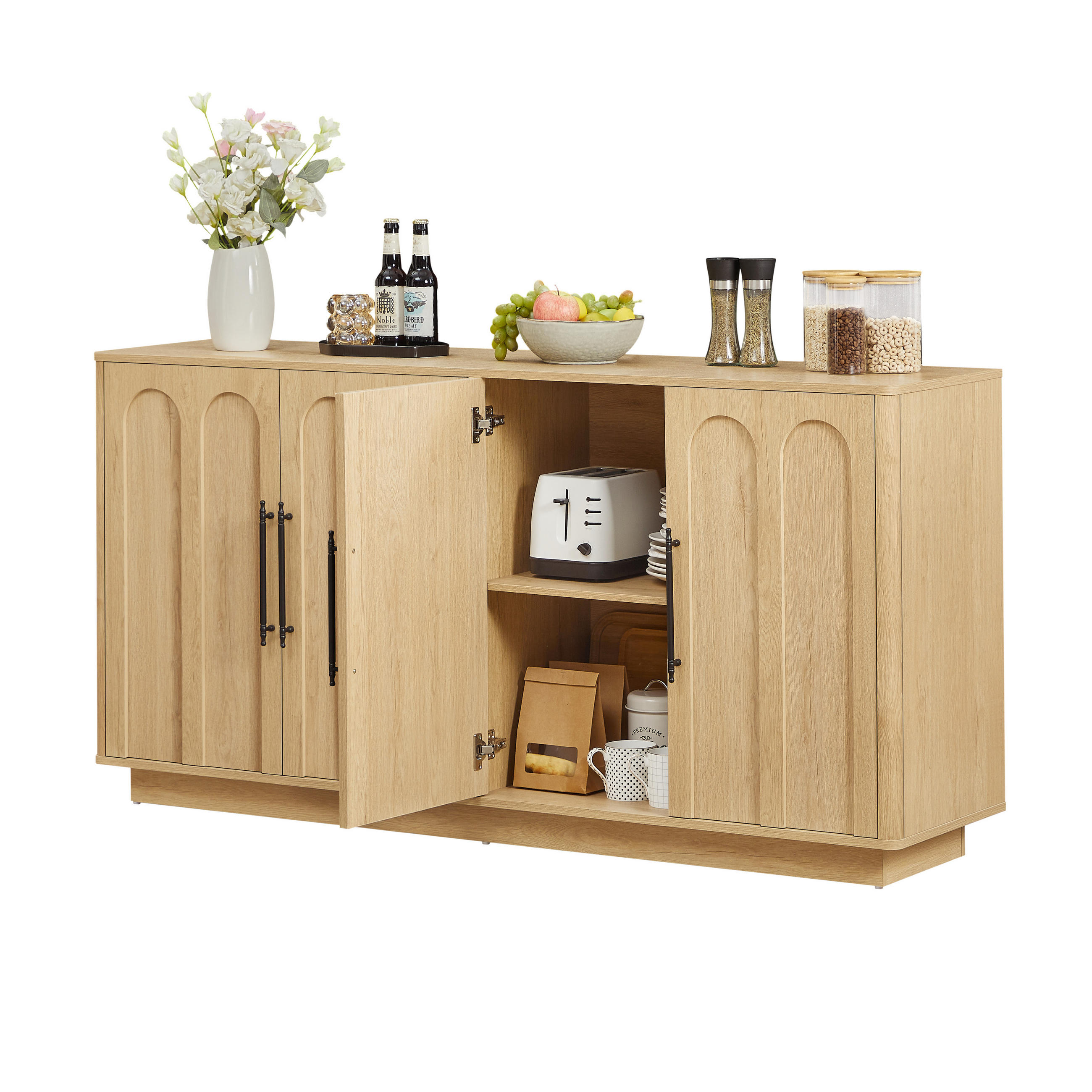 SIDEBOARD 160/40/80 cm Eiche aus MDF mit Soft-Close - Eichefarben, Holzwerkstoff (160/80/40cm) - OKWISH