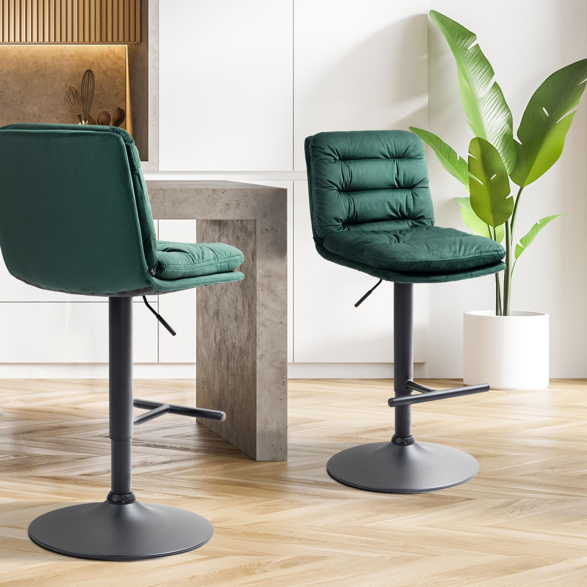 BARHOCKER Samt grün - Schwarz/Grün, Textil/Metall (42/94/56cm) - CLP