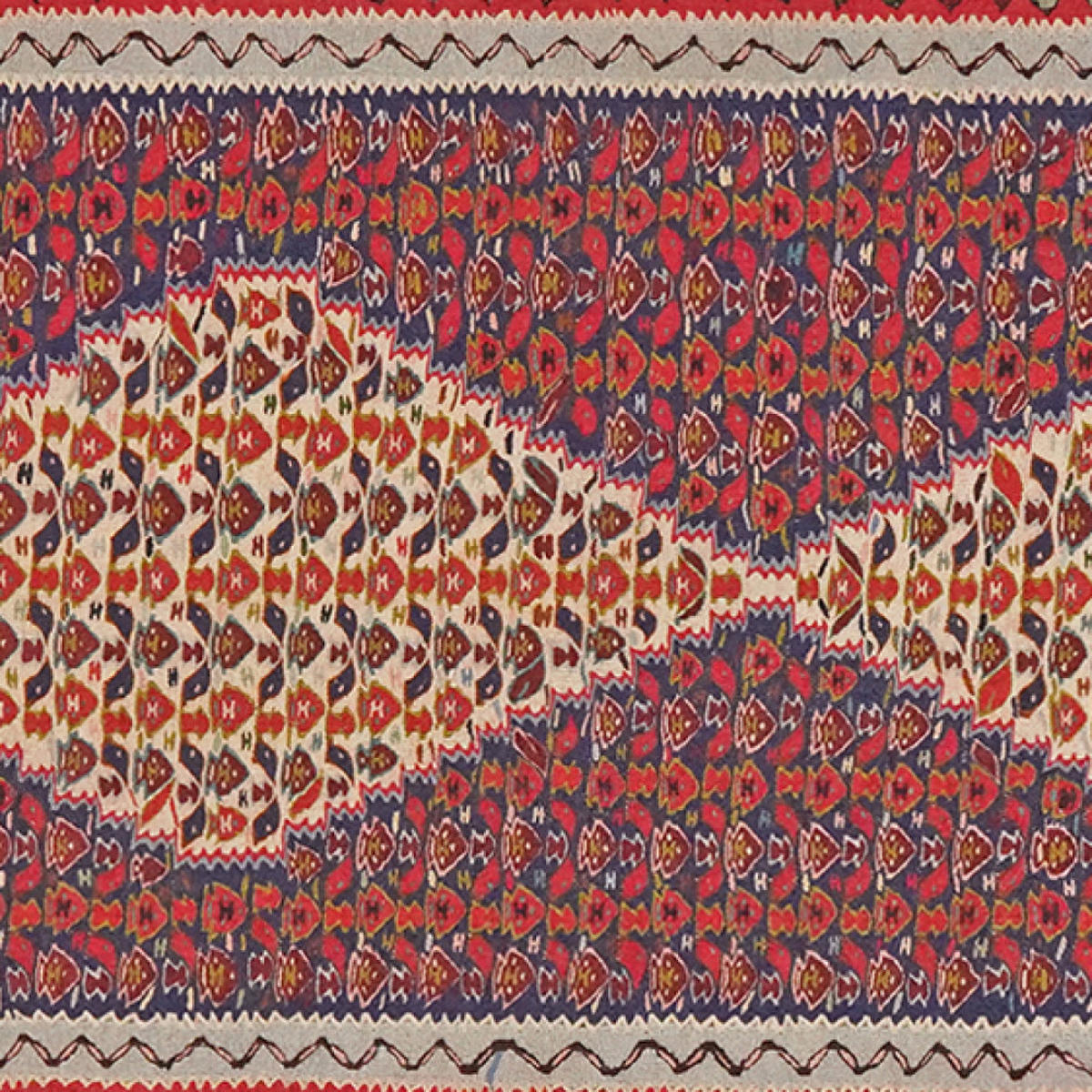HANDWEBTEPPICH Kelim Senneh Blau 314/88 cm Schurwolle - Blau, Textil (88/314cm) - Looma