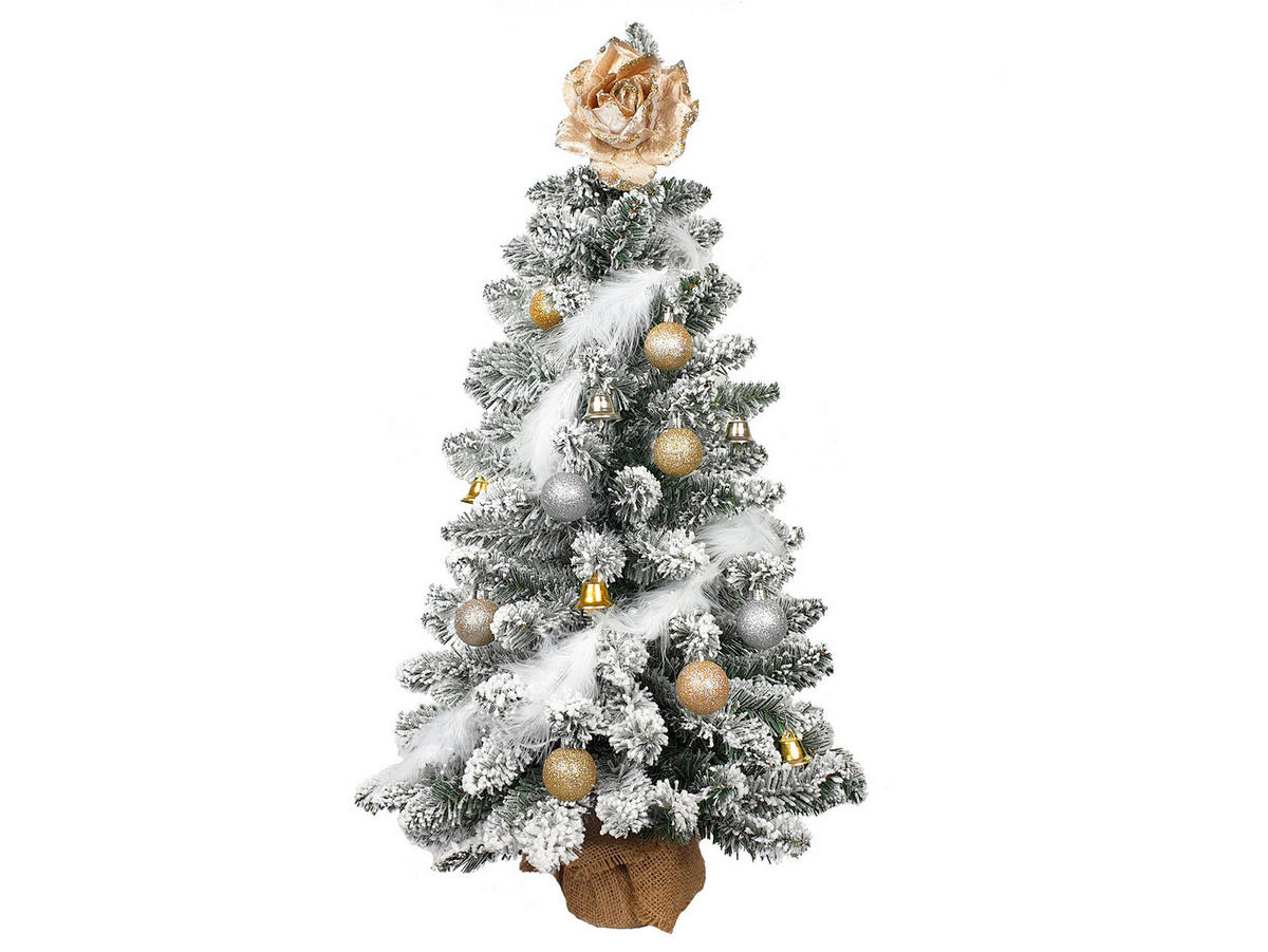 WEIHNACHTSBAUM künstlich mit Schnee DELUXE Viola in Blumentopf 90cm, Tannenbaum Christbaum Kunstbaum Dekobaum mit Metallständer - Weiß, Kunststoff (90cm) - LAALU