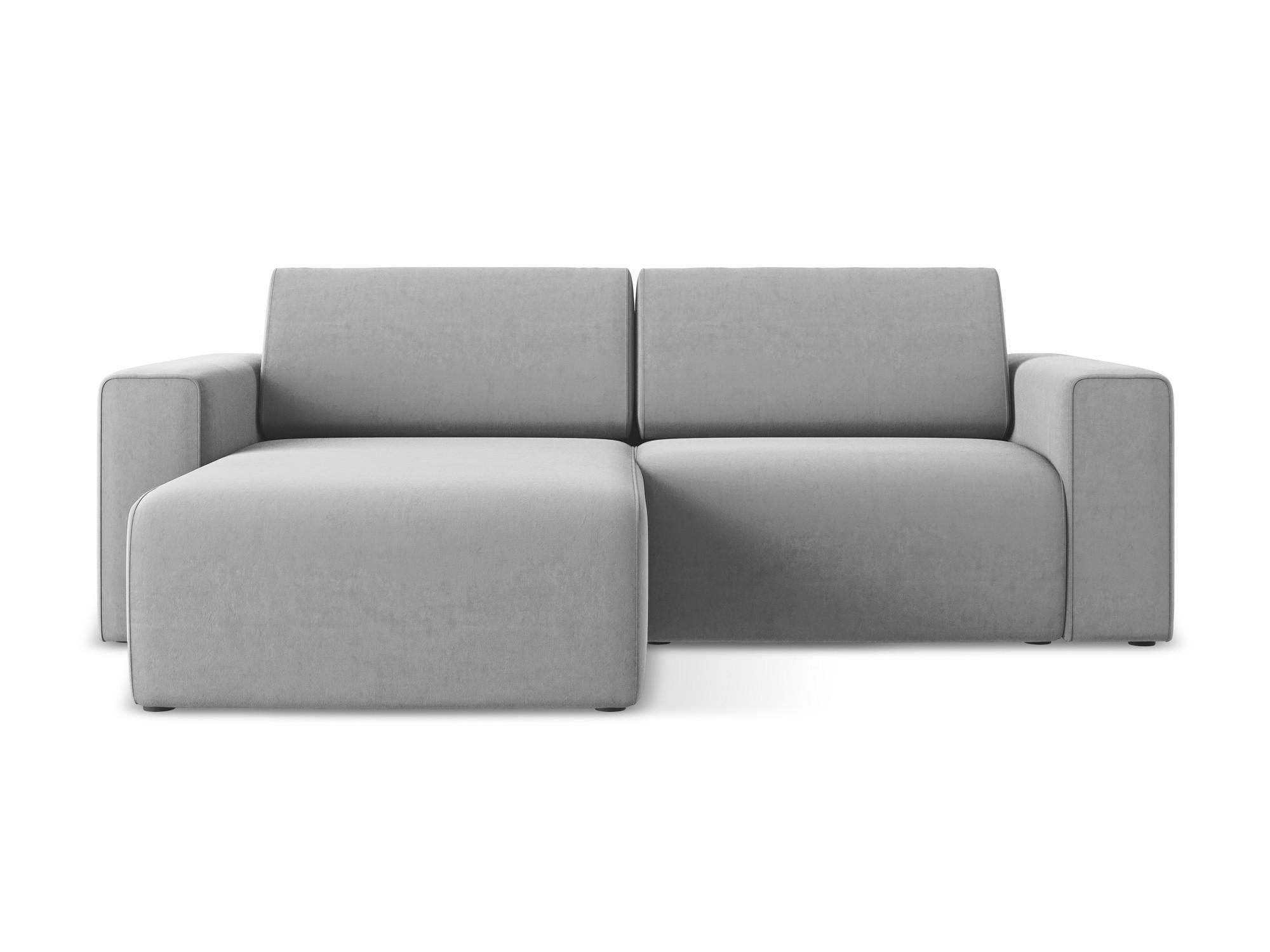 ECKSOFA Links Samt Stoff Grau - Creme/Schwarz, Kunststoff/Textil (167/224cm) - Makamii