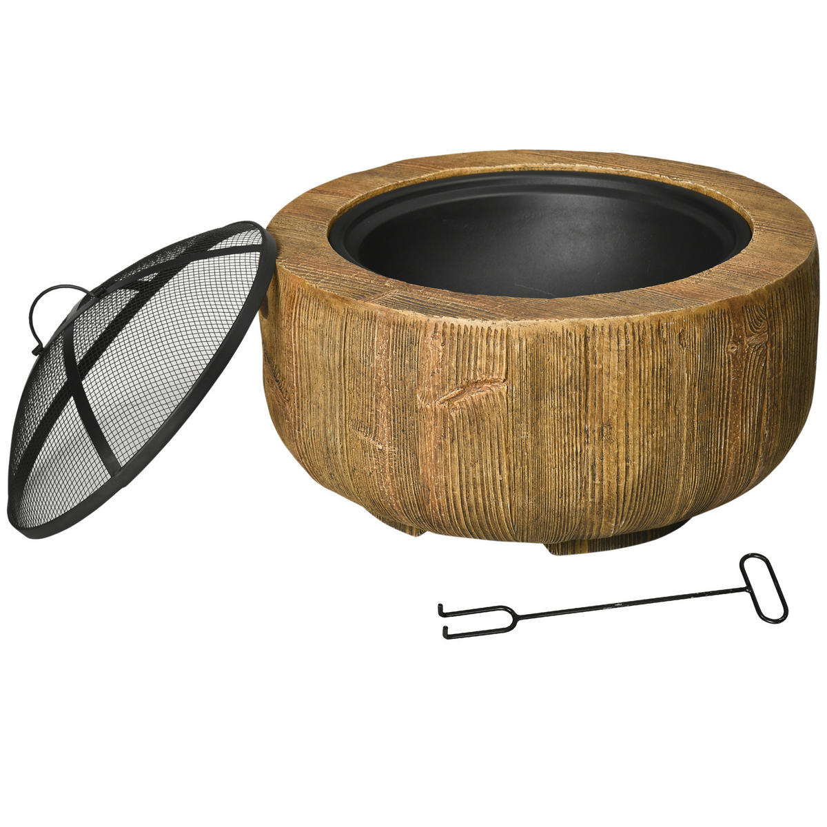 FEUERSCHALE DE-10591 mit Funkengitter und Kohlerost Natur - Braun, Metall (61.5/39/61.5cm) - ComfortXL