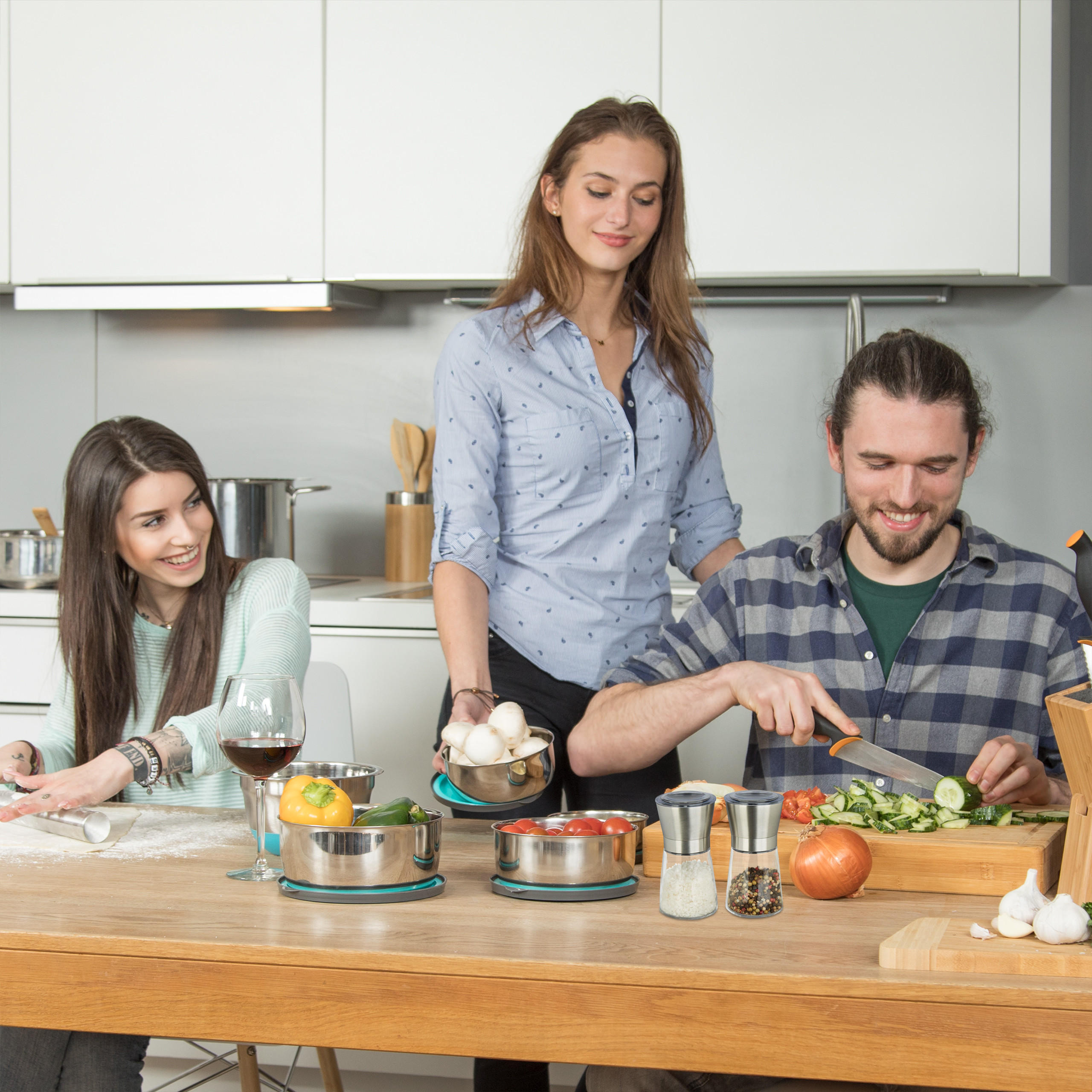 2xPFEFFERMÜHLE - Multicolor, Glas/Keramik (6.5/13/6.5cm) - Relaxdays