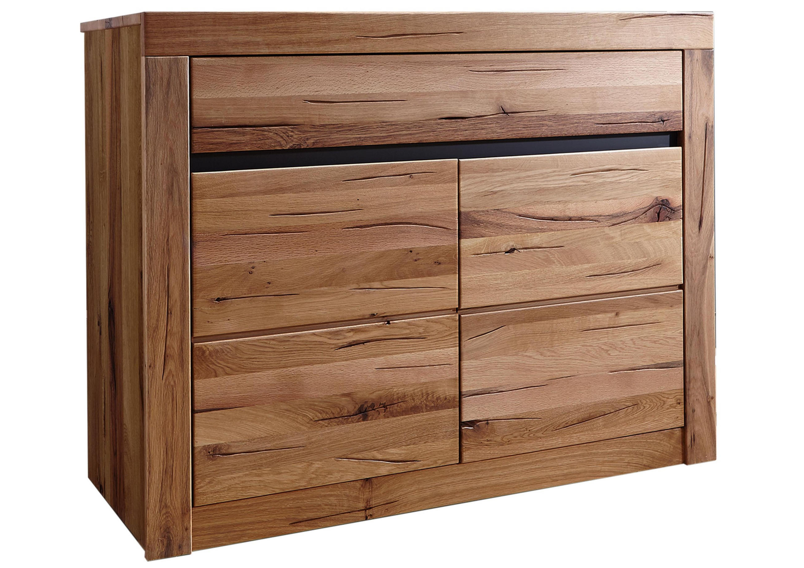 SIDEBOARD Wildeiche / Zerreiche 108x43x80 natur geölt MONTREUX #150 - Braun, Holz (108/80/43cm) - Massivmoebel24