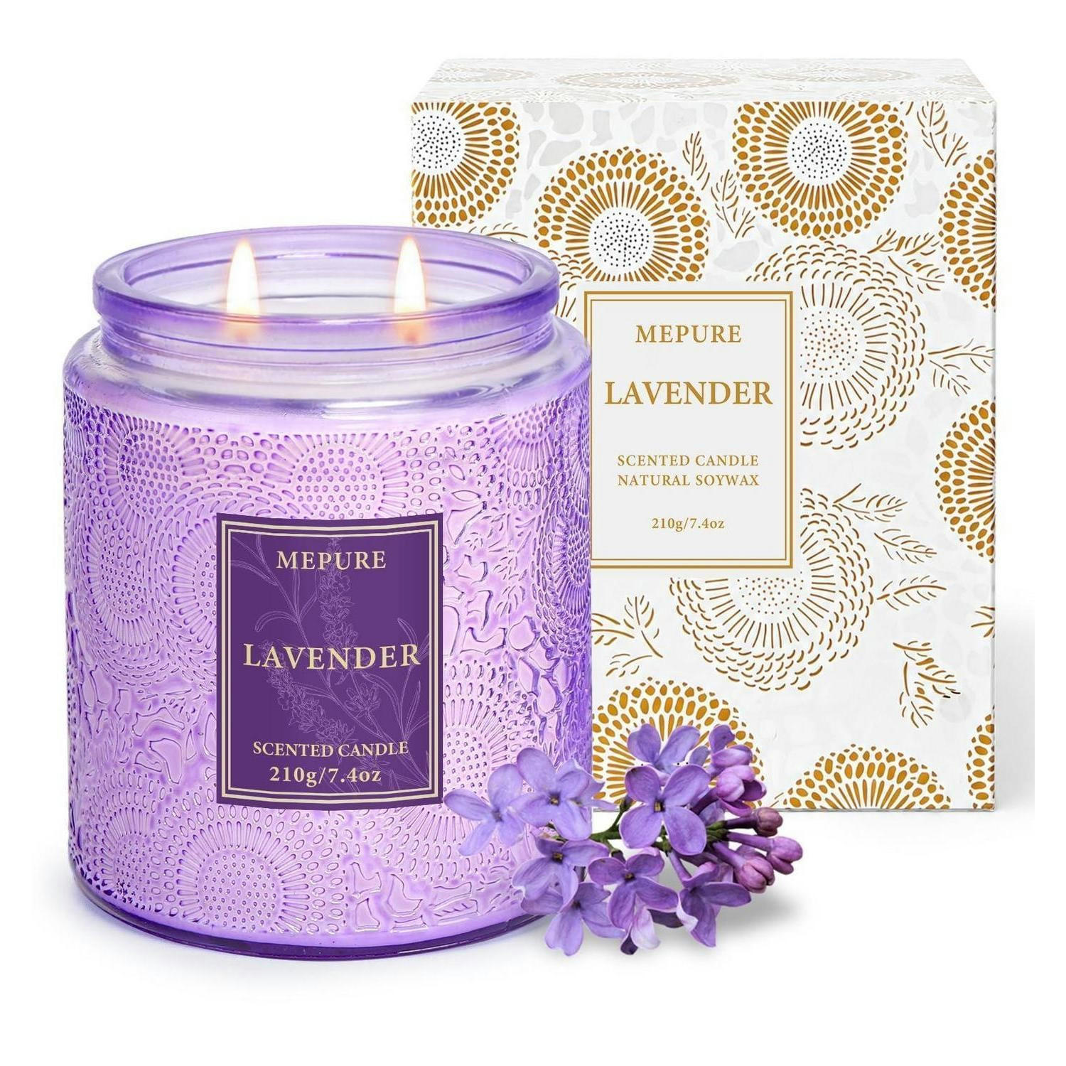 DUFTKERZE Lavendel Sojawachs Lila Glas 210g - Flieder, Glas (9.3cm)