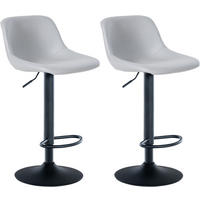 BARHOCKER 2er Set Lederlook grau - Schwarz/Grau, Textil/Metall (43/79/49cm) - CLP