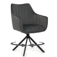 STUHL PIANO drehbar gepolsterter mit Steppung - grau - Velour - Schwarz/Grau, Textil/Metall (59/88/61cm) - NEW HOME