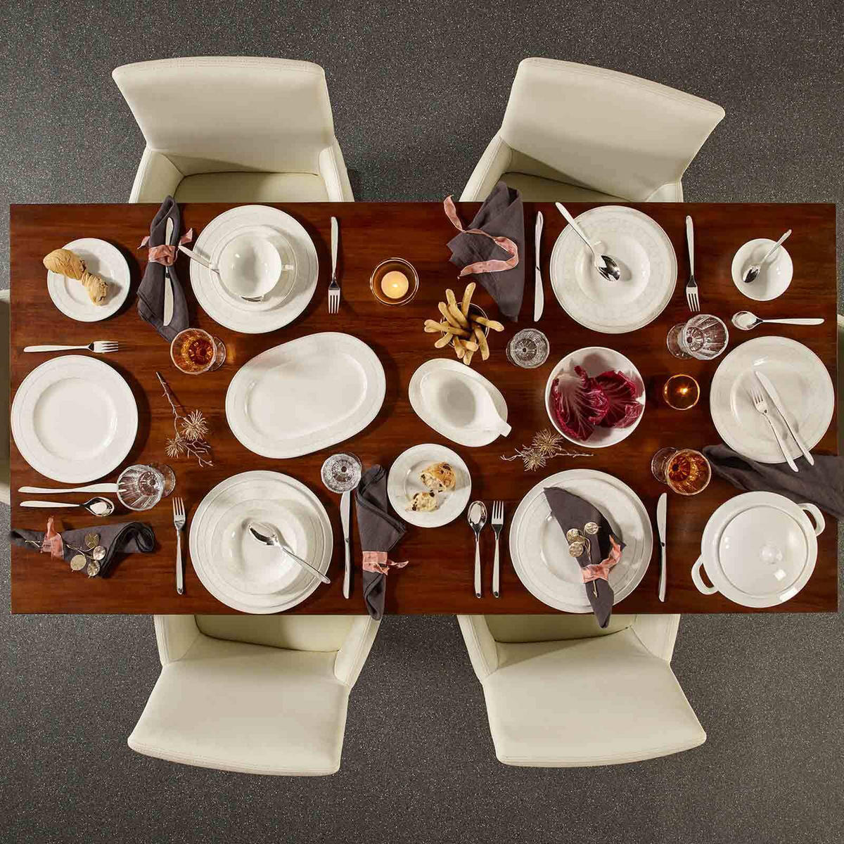 KOMBISERVICE Gray Pearl weiß 30er Set - Weiß, Keramik (1/1/1cm) - Villeroy & Boch