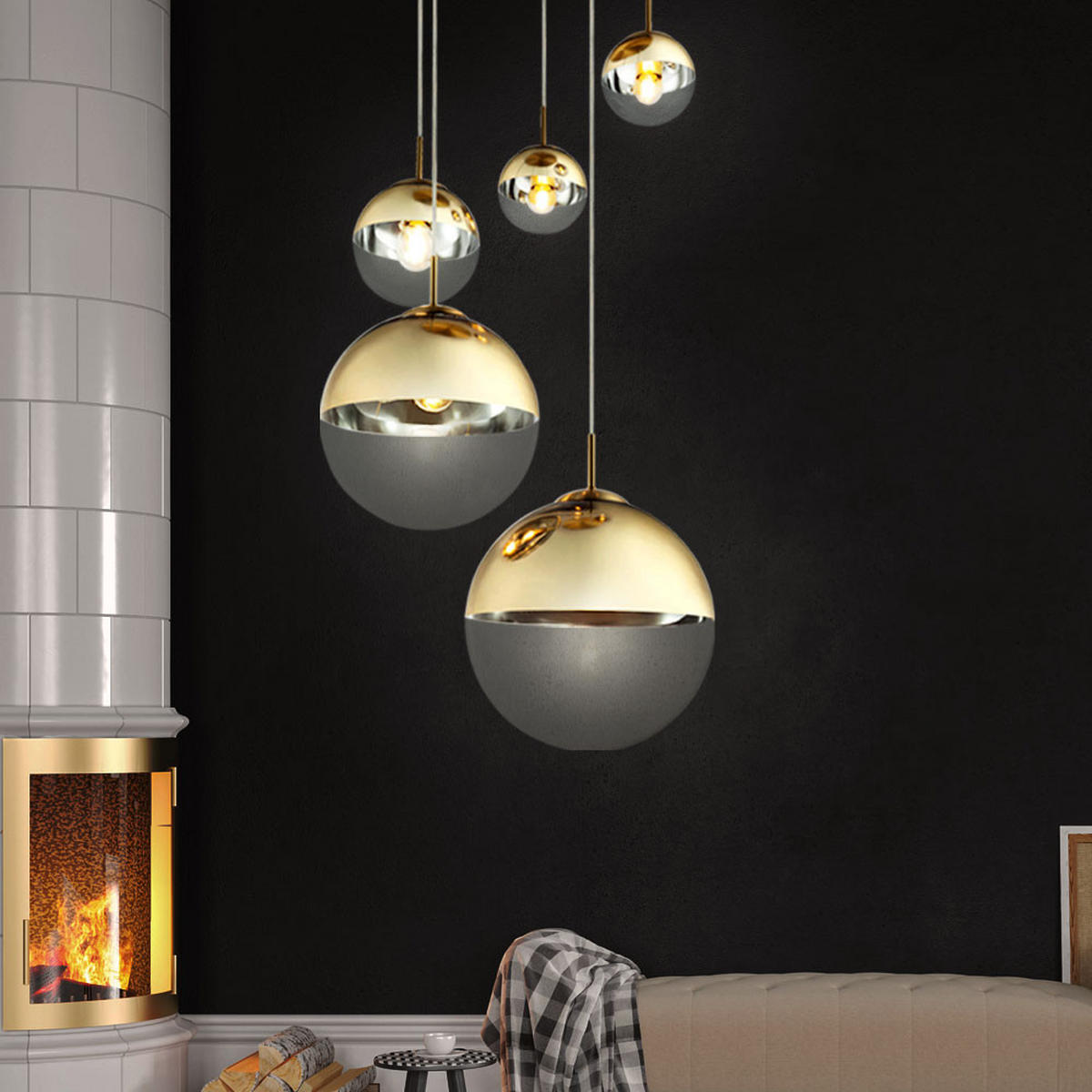 LED HÄNGELEUCHTE Glas Gold - Goldfarben, Glas (65/65/150cm) - Globo Lighting