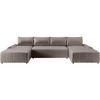 WOHNLANDSCHAFT Costa U Taupe - Taupe/Schwarz, Kunststoff/Textil (367/80/169cm) - Beautysofa