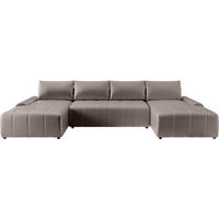 WOHNLANDSCHAFT Costa U Taupe - Taupe/Schwarz, Kunststoff/Textil (367/80/169cm) - Beautysofa