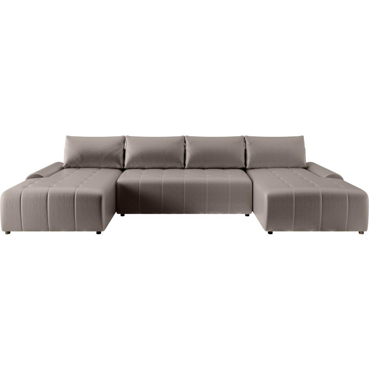 WOHNLANDSCHAFT Costa U Taupe - Taupe/Schwarz, Kunststoff/Textil (367/80/169cm) - Beautysofa