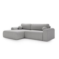 ECKSOFA Aurora Hellgrau, mit Schlaffunktion in Lambi Stoff, linke seite - Hellgrau, Holzwerkstoff/Textil (257/177cm) - Bettso