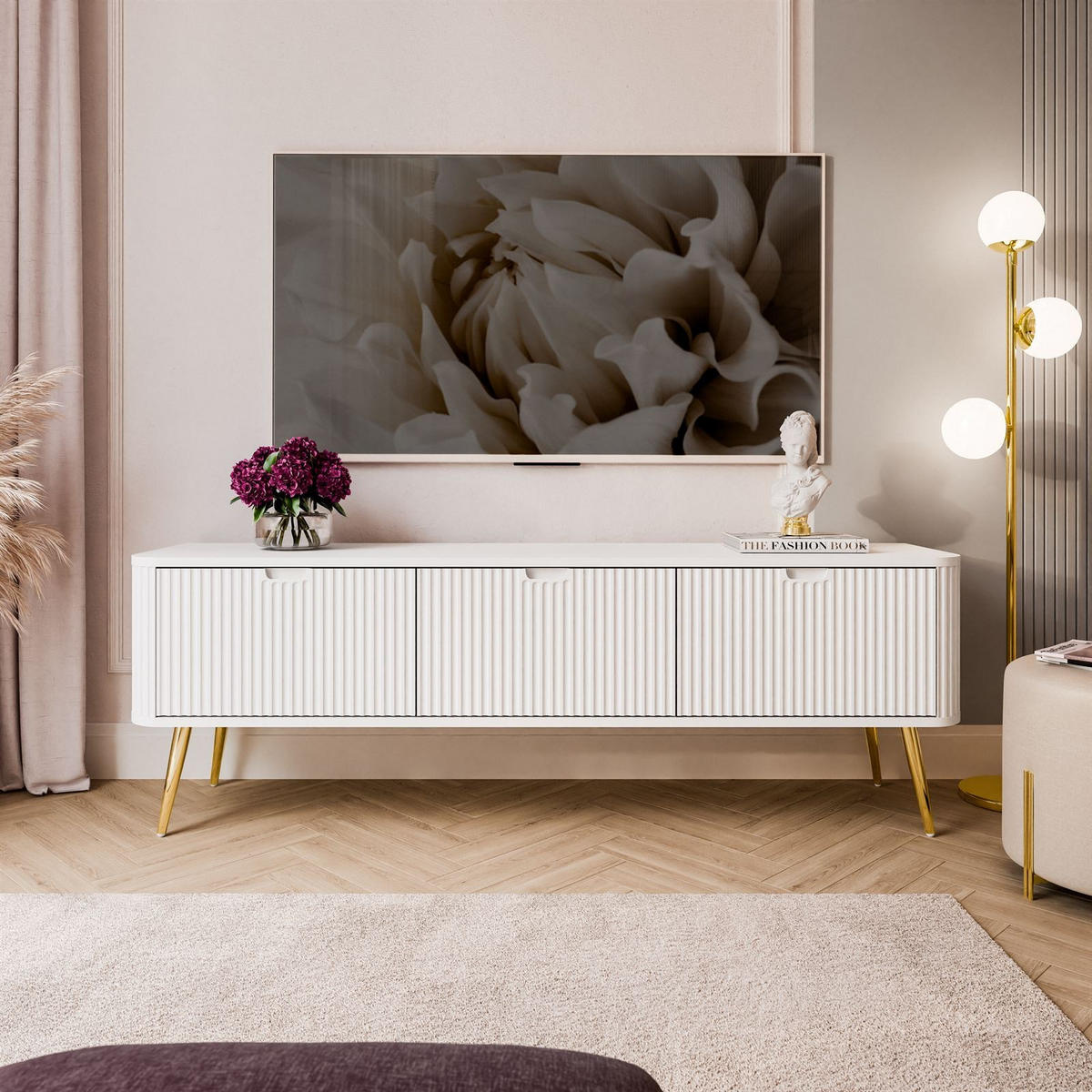 TV Element ZAIRA RTV168 Weiß - Weiß, Holzwerkstoff (168/57/39cm) - Lookway