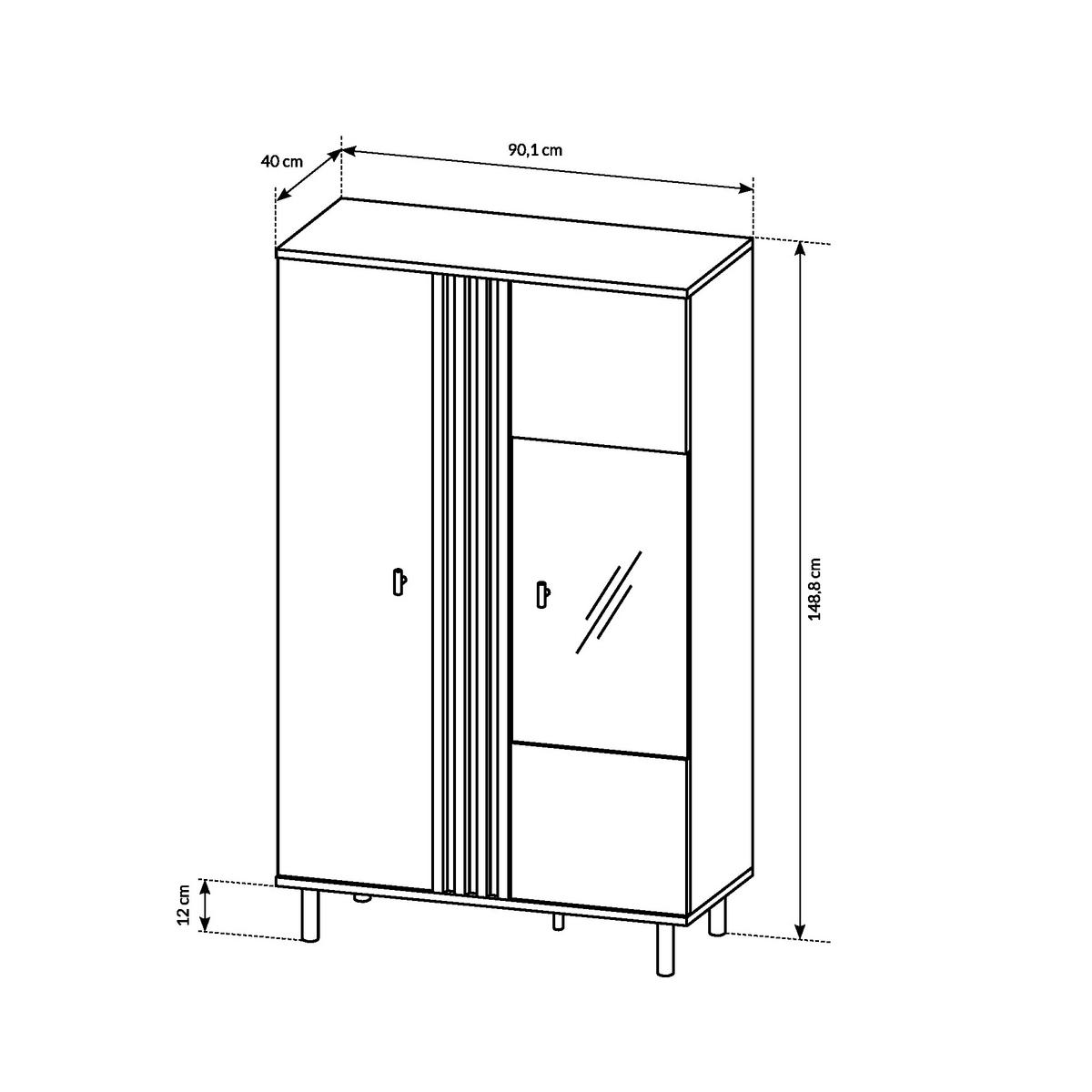 VITRINE MANDAL WIT1 MDF-Leiste Eiche Eiche - Eichefarben/Braun, Glas/Holzwerkstoff (90/149/40cm) - Komodee