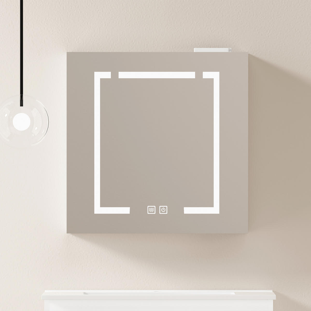 SPIEGELSCHRANK Weiß wandhängend mit LED-Beleuchtung und Stauraum 60/14/60 cm - Weiß, Holzwerkstoff (60/60/14cm) - PANGIVO
