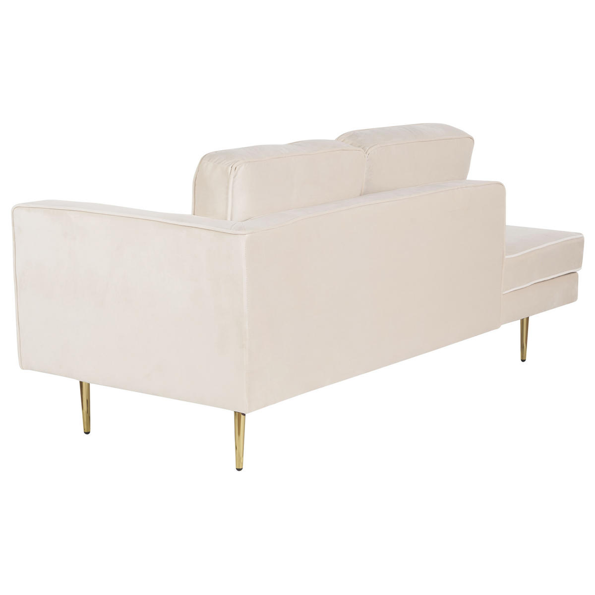 ČALOUNĚNÉ LEHÁTKO CHAISE LONGUE Sametová látka béžové pravostranné Miramas - zlatá/béžová, textil (171/63/79cm) - Beliani