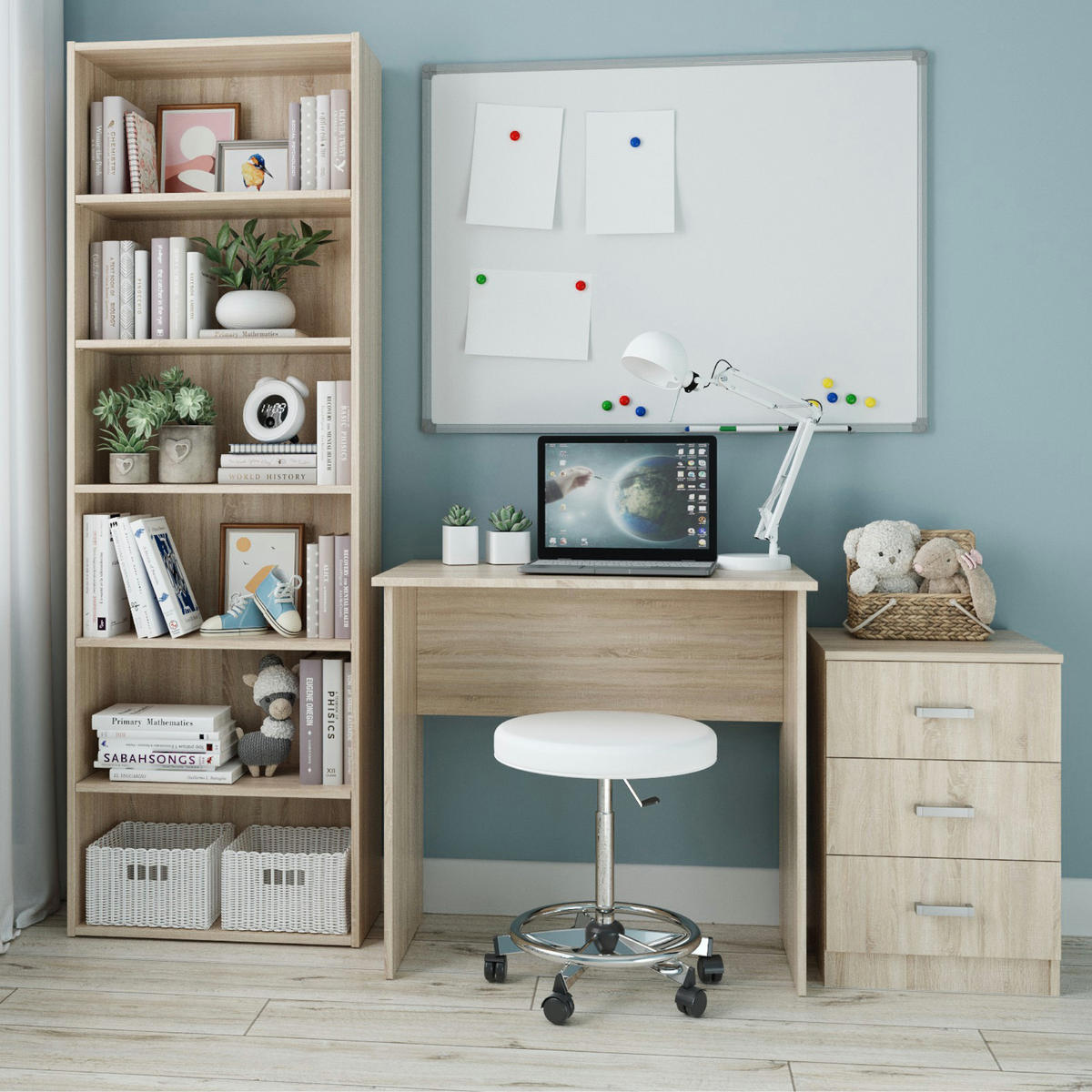 SCHREIBTISCH ULVIK BRK1 Eiche Sonoma - Sonoma Eiche, Holzwerkstoff/Kunststoff (50/80/75cm) - Komodee