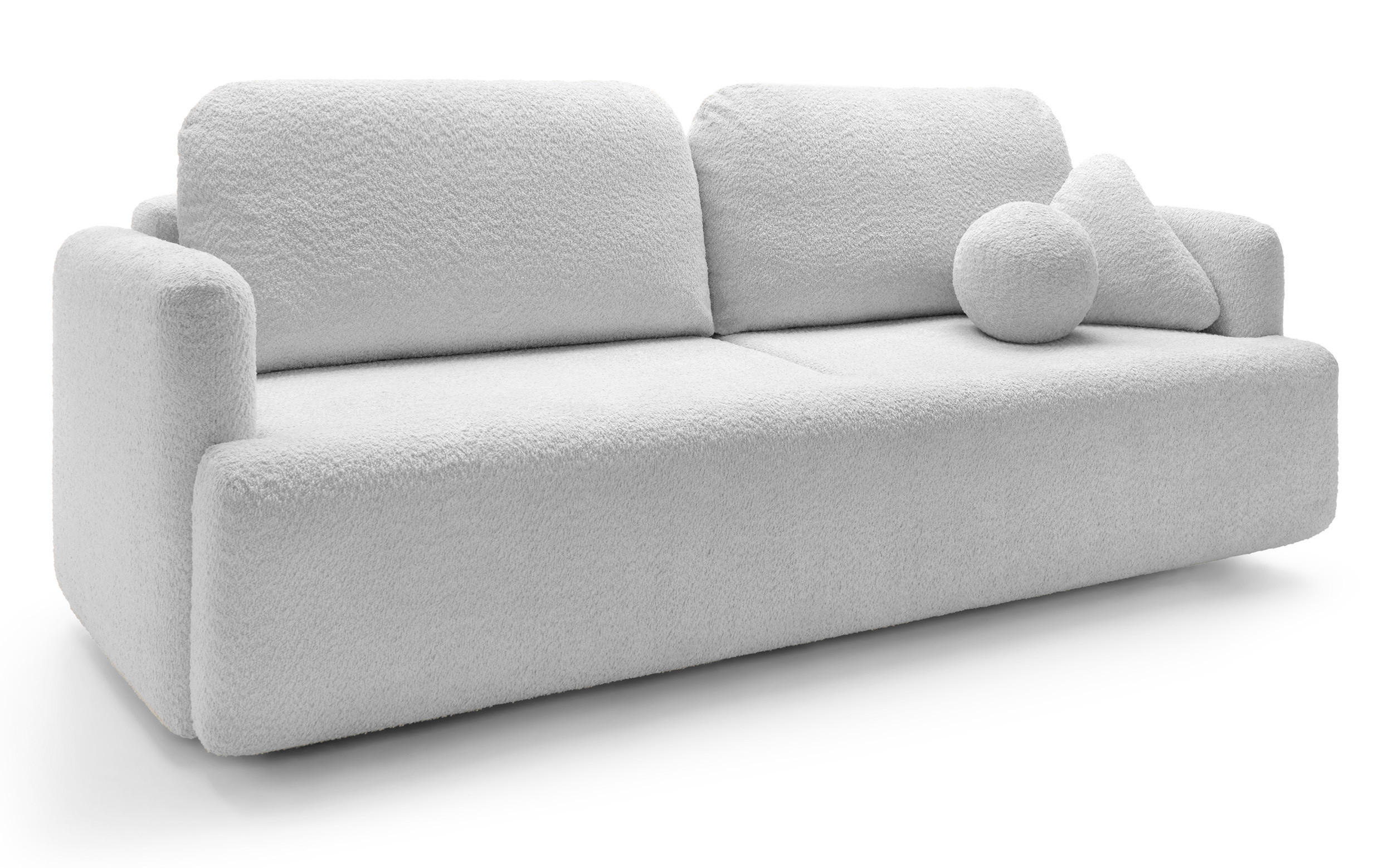 SCHLAFSOFA Lambina Hellgrau Boucle - Hellgrau/Schwarz, Kunststoff/Textil (227/92/104cm) - Selsey