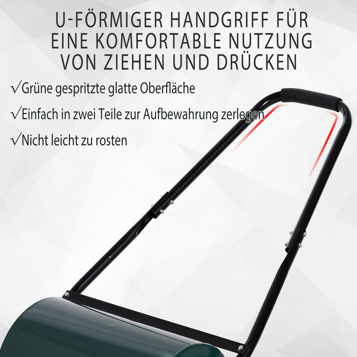 RASENWALZE, Gartenrolle, Gartenwalze mit U-Griff, 30 cm Arbeitsbreit, Metall, Grün - Dunkelgrün, Metall (50/30/102cm) - Outsunny