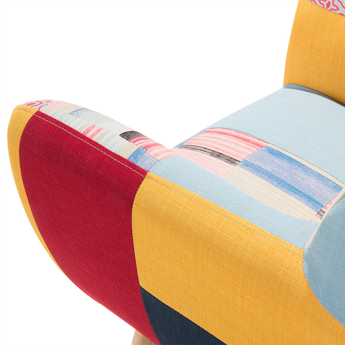 SESSEL Polsterbezug Bunt Melby - Multicolor, Holz/Textil (64/77/59cm) - Beliani