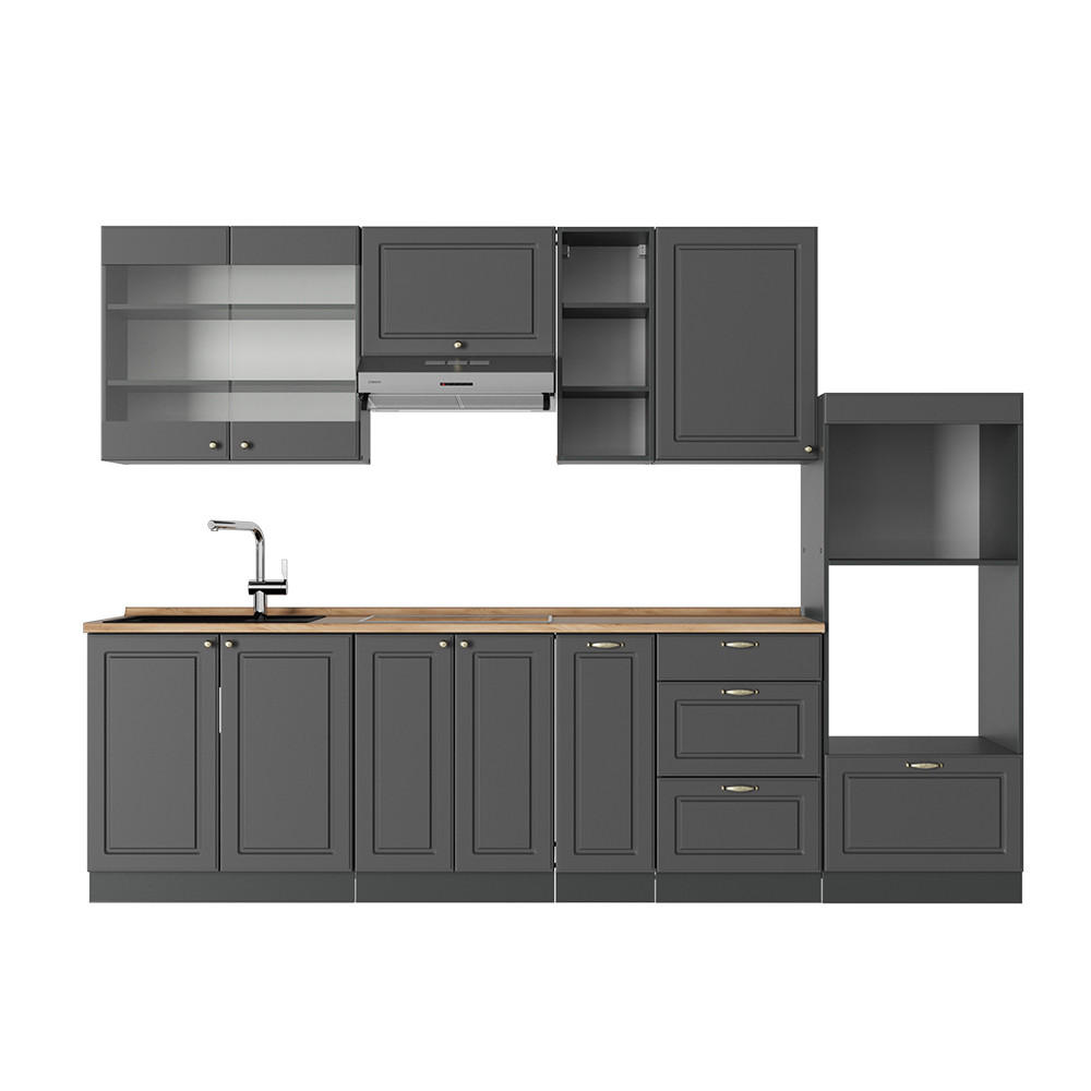 Vicco KUCHYŇSKÝ KOUT Fame-Line Anthrazit-Gold Landhaus 280 cm , PD Dub