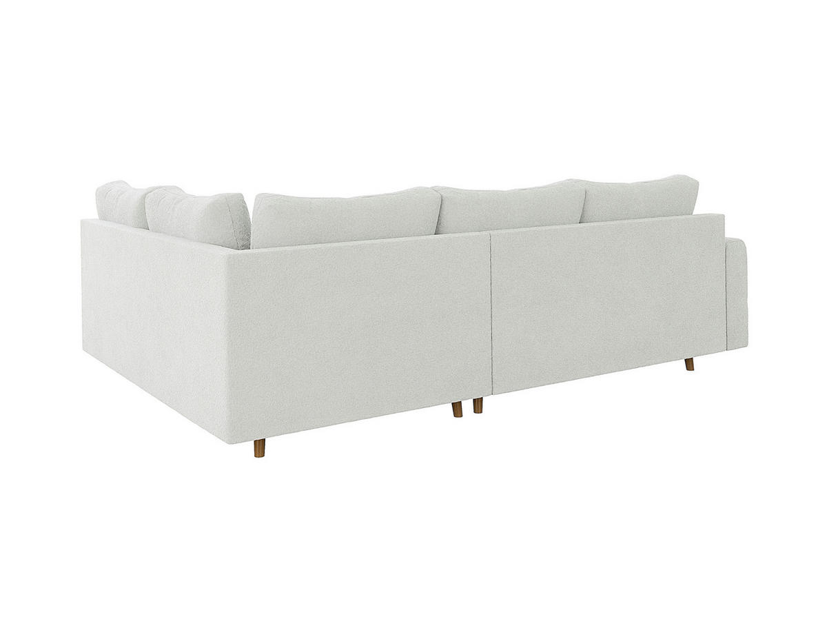 ECKSOFA Henrik Weiß Boucle - Ottomane rechts - Weiß/Braun, Holz/Textil (231/161cm) - S-Style Möbel