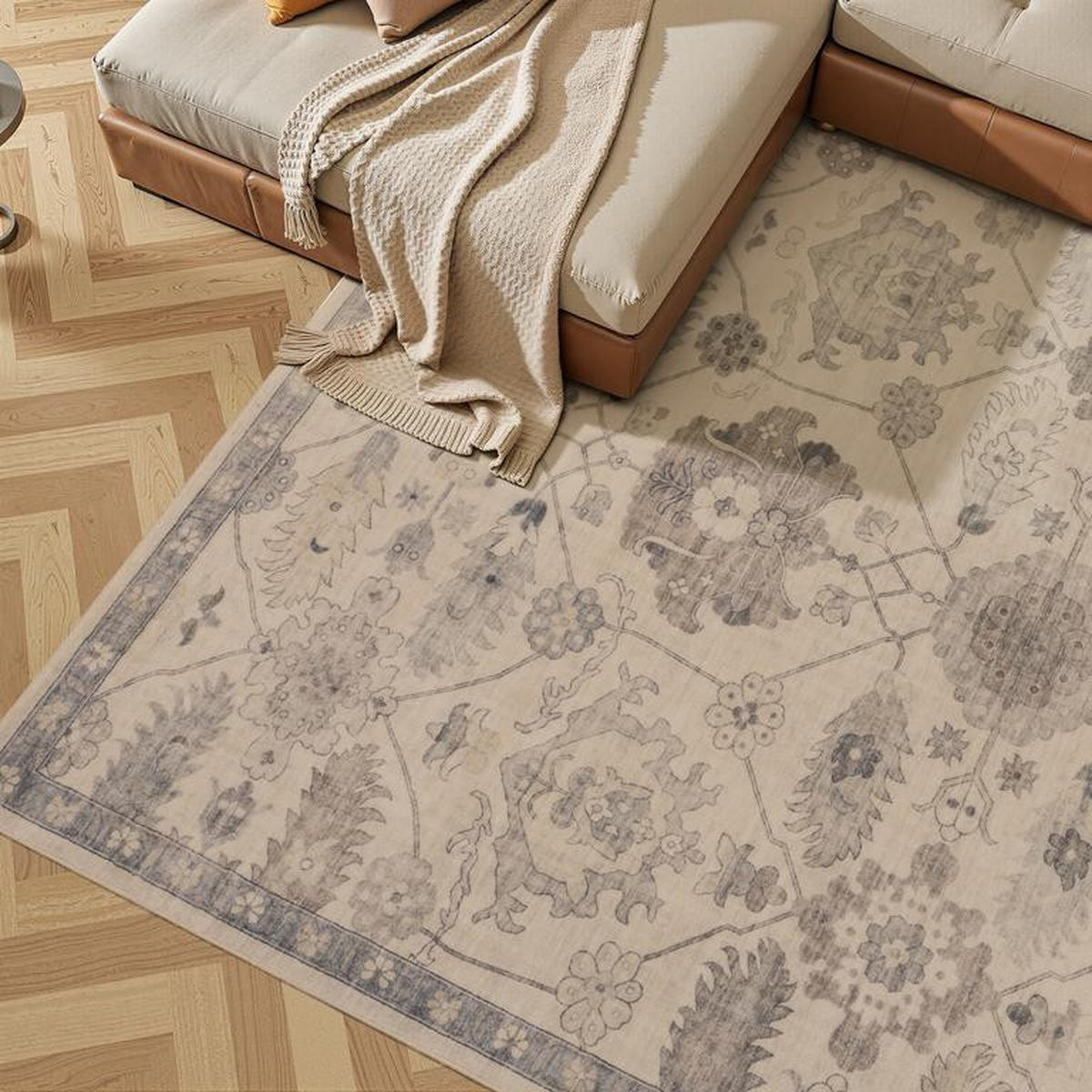 VINTAGE-TEPPICH Mastic Beige/Blau 200x290 cm - Multicolor, Textil (200/290cm) - Vercai Rugs