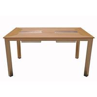 GARTENTISCH Finja mit 2 Eisbehältern Terrassentisch - Champagner, Kunststoff (150/90/75cm) - DELUKE