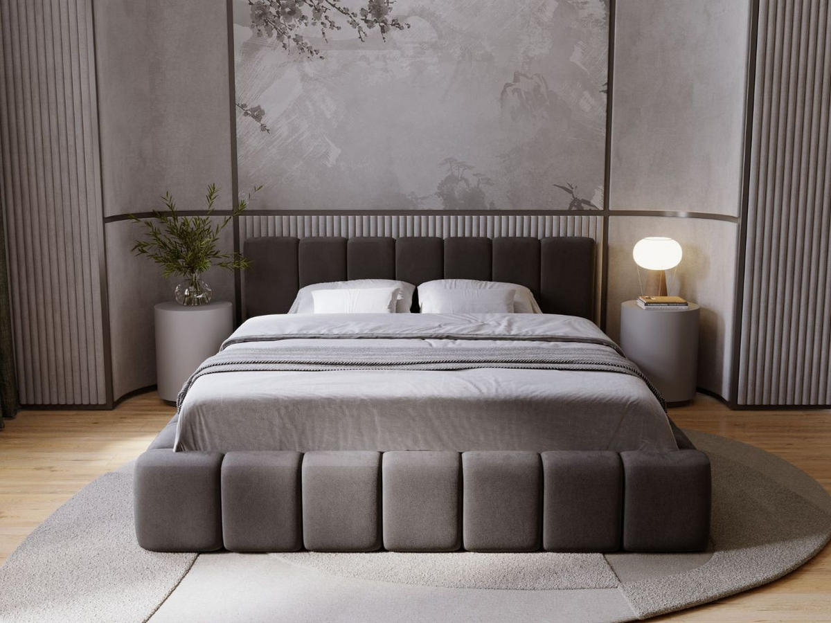 POLSTERBETT Orio 140x200 Schwarz - Schwarz, Textil (140/200cm) - Graingold