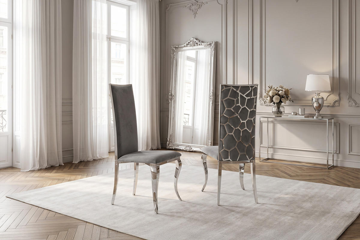 ESSZIMMERSTUHL MORA Grau Velvet (1er-Set) - Grau, Textil (48/109/57cm) - KAWOLA