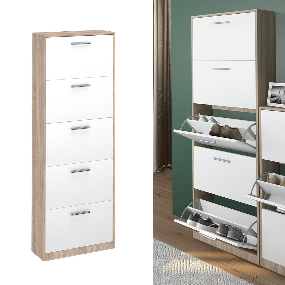 SCHUHKIPPER Gizmo Weiß/Sonoma 59 x 169.5 cm - Weiß, Holzwerkstoff (59/169.5/22cm) - Vicco