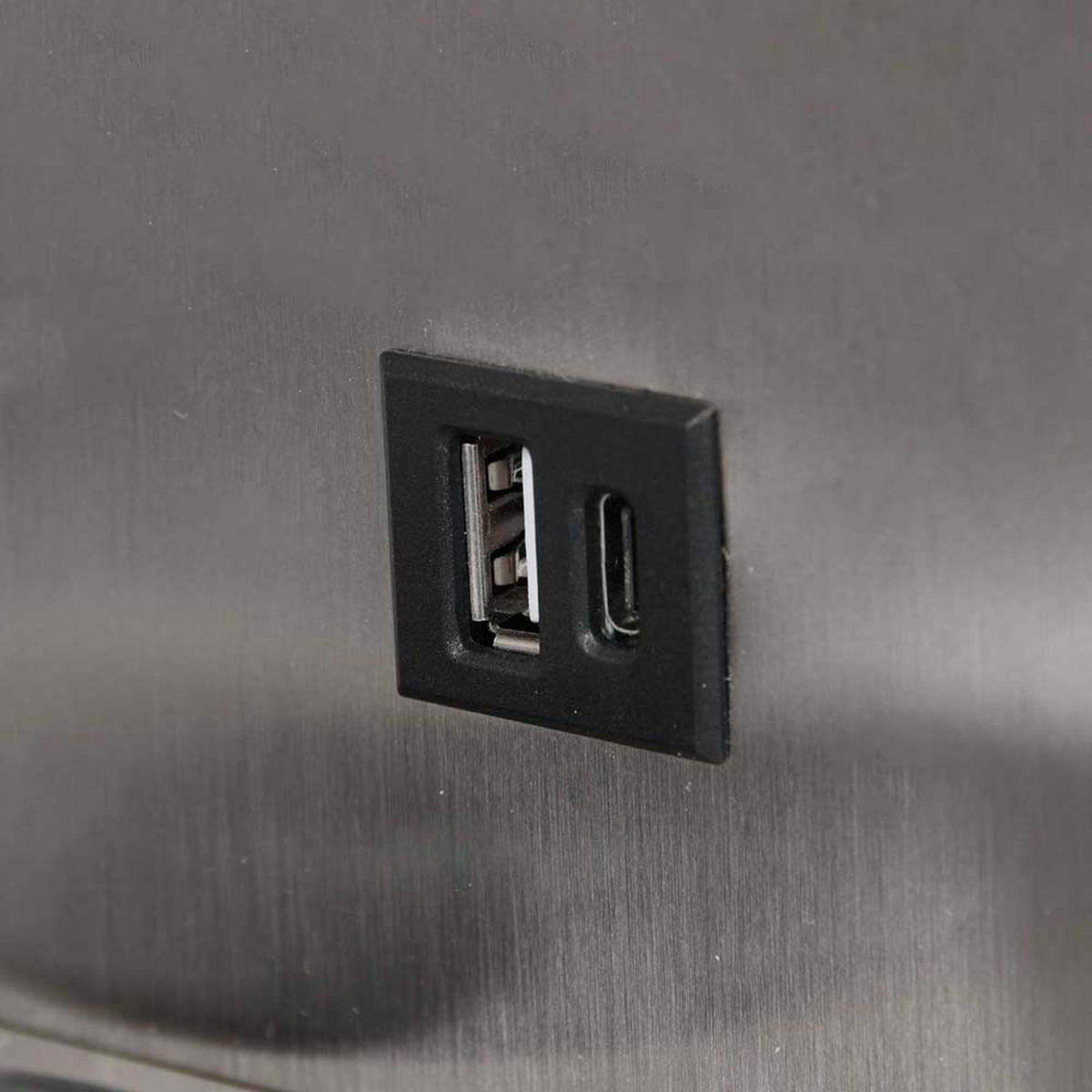LED WANDLEUCHTE Metall Stahl Grau schwenkbar Ladestation - Silberfarben, Metall (30/16/16cm)
