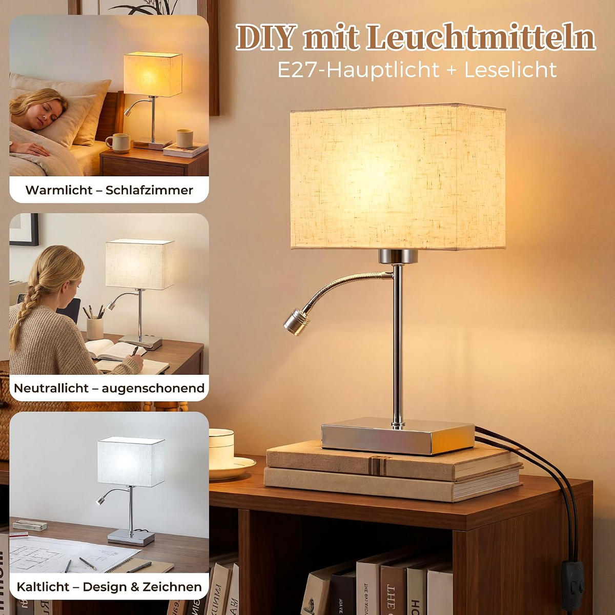 SCHREIBTISCHLAMPE 15/22/30cm - Weiß, Metall (22/15/30cm) - Nettlife