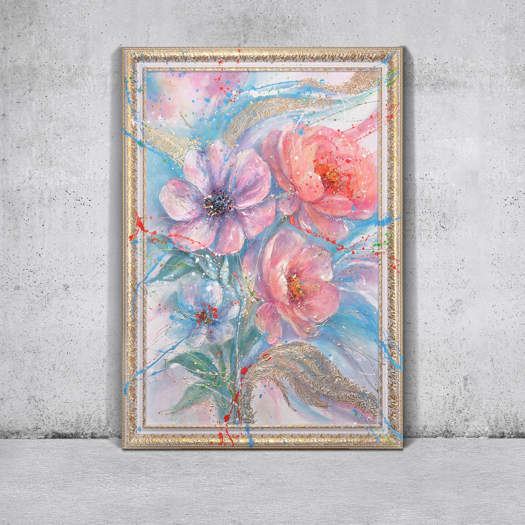 GEMÄLDE Melodie des Lichts Schattenfugenrahmen Weiß 140x100 cm - Weiß, Holz (140/100cm) - YS-art gallery