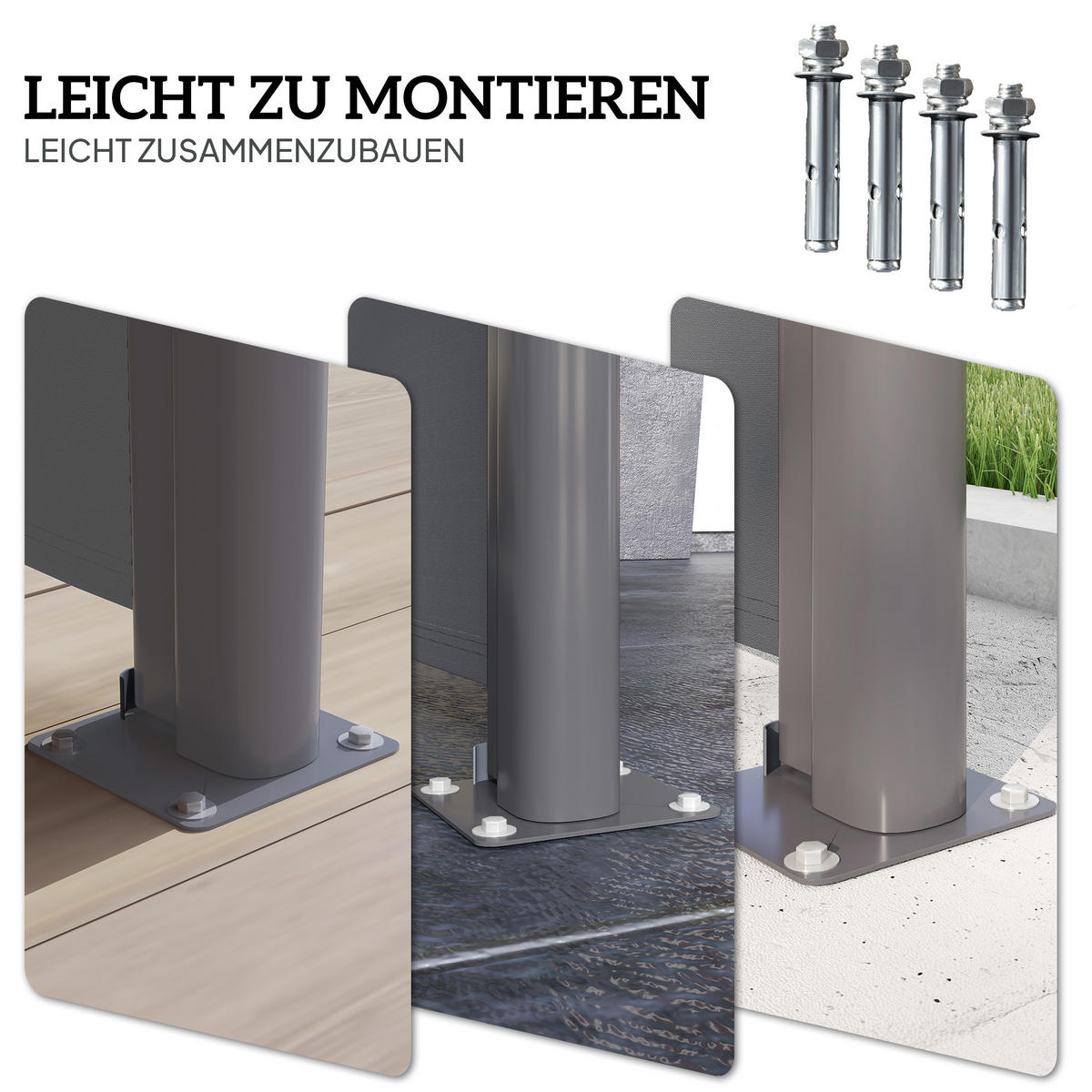 SEITENMARKISE ausziehbar blickdicht, Dunkelgrau - Dunkelgrau, Metall (1/180cm) - Outsunny