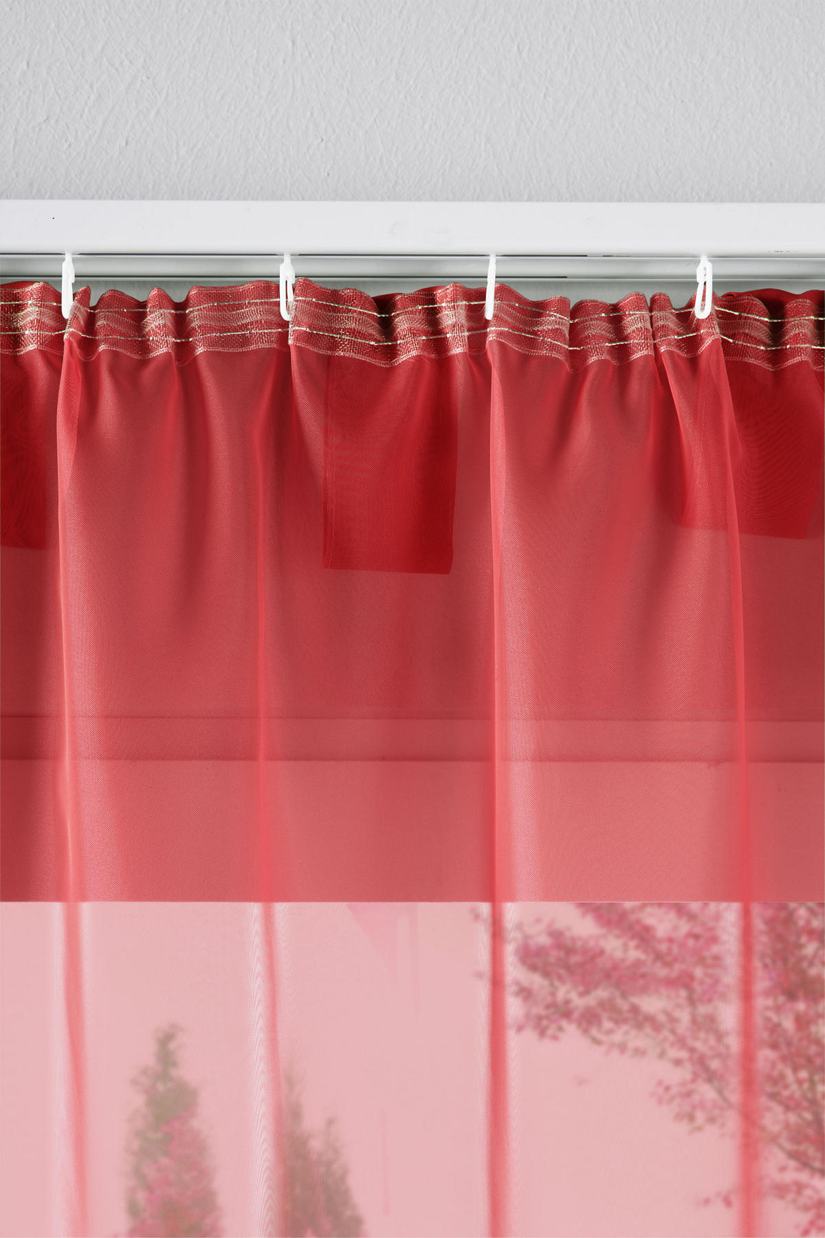 SCHLAUFENGARDINEN Voile 2er Set 245x140 cm Rot - Rot, Textil (140/245cm) - Gardinenbox.eu