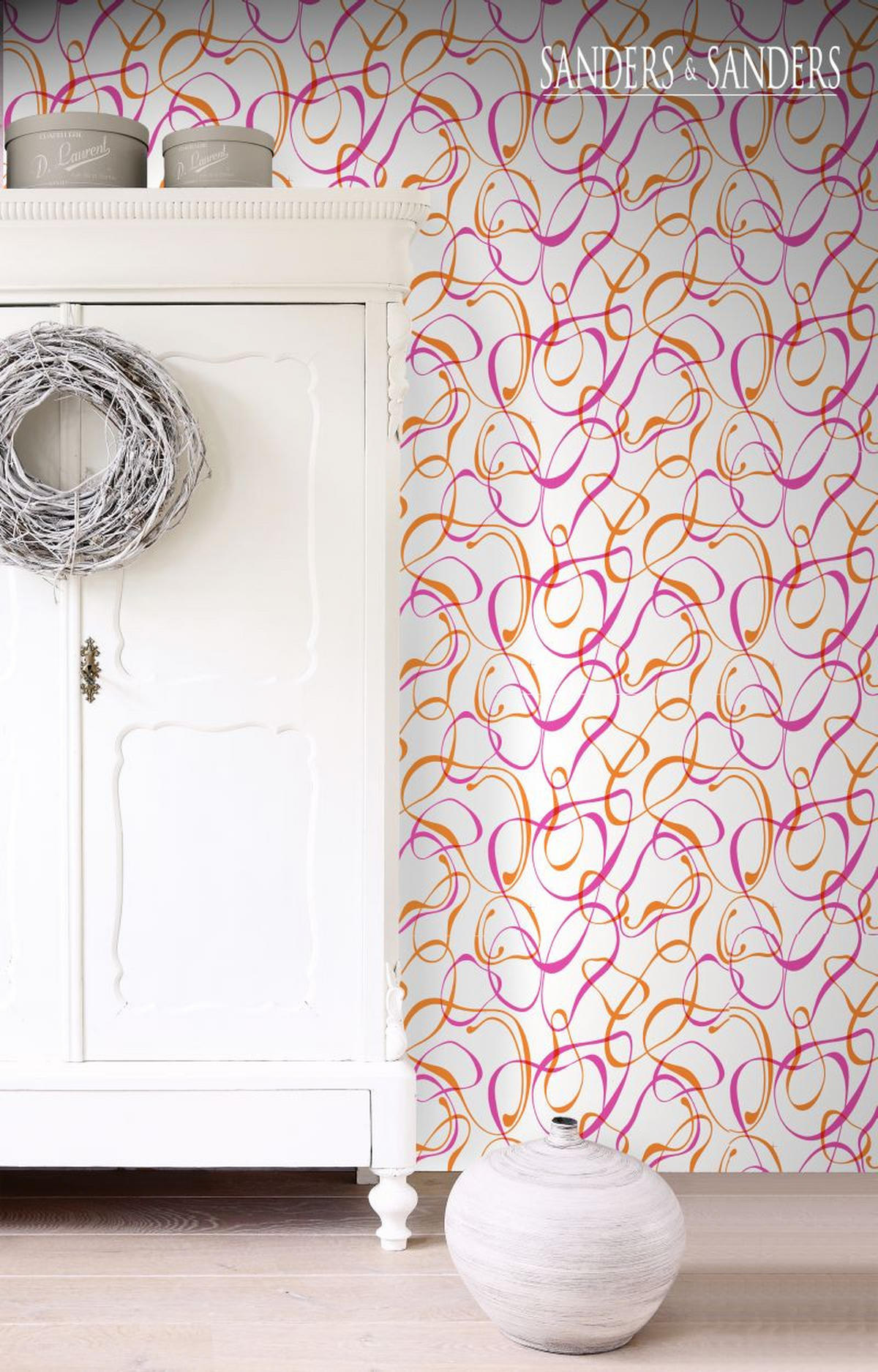 TAPETE grafische Kreise 53 cm x 10.05 m - Orange, Papier (53/1000cm) - Sanders & Sanders