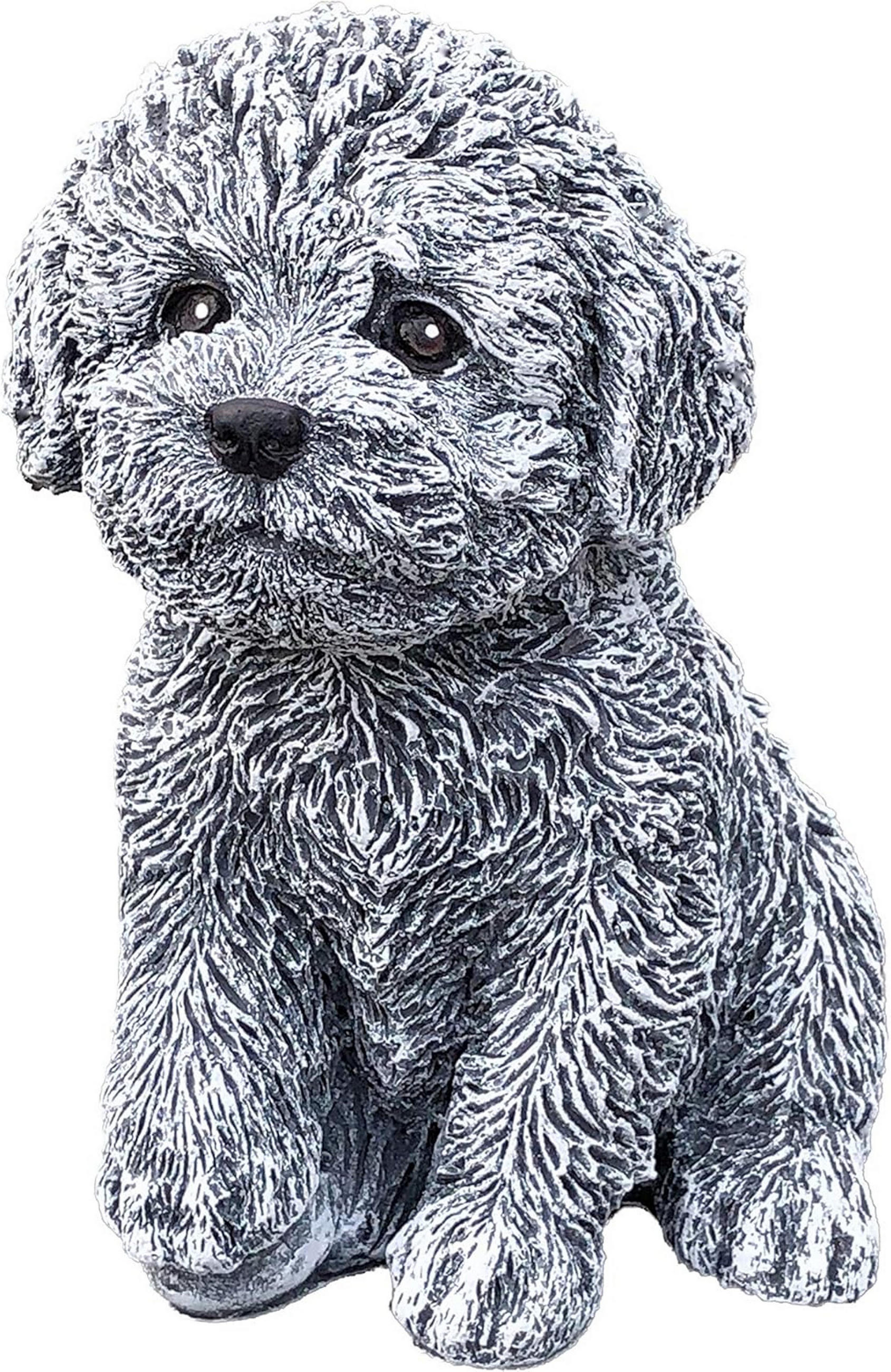 STEINFIGUR Malteser Havaneser Welpe, Frostfest - Grau, Stein (11/15/13cm) - stoneandstyle