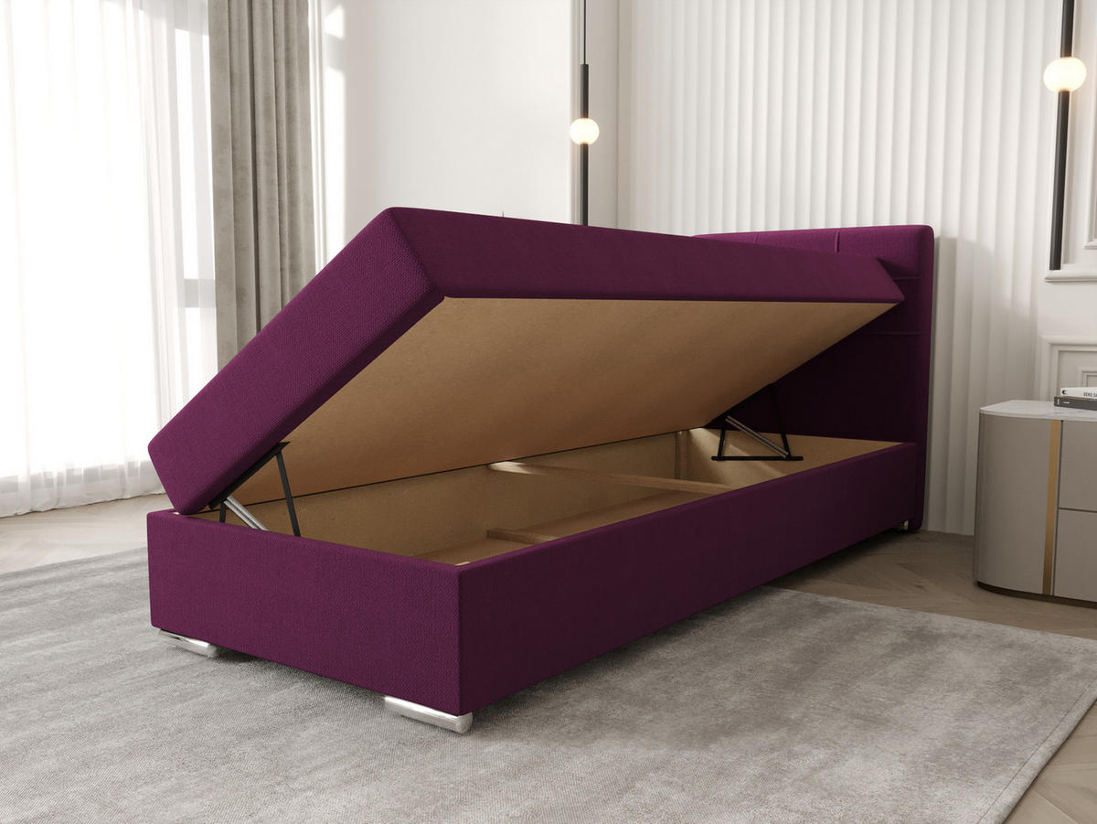 BOXBETT ZILANO 1 mit Matratze H3 und Topper 90x200 Cosmic 110 - Violett, Holz/Textil (90/200cm) - Bedante