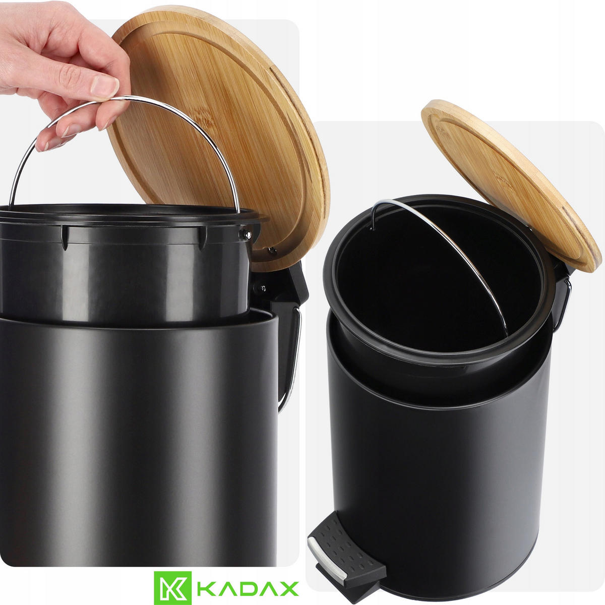 BADEZIMMERKORB 3L - Schwarz, Metall (17/24cm) - KADAX