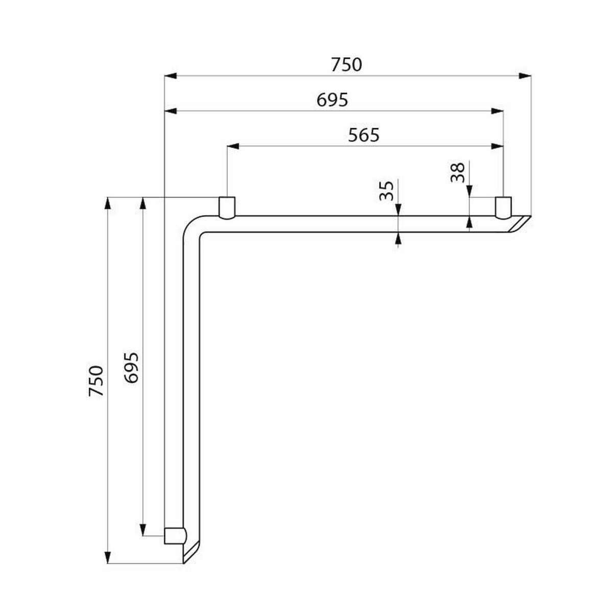 HANDLAUF Be-Line D35 695x695 mm Aluminium weiß - Weiß, Metall (18.5/4.5/80cm) - Delabie