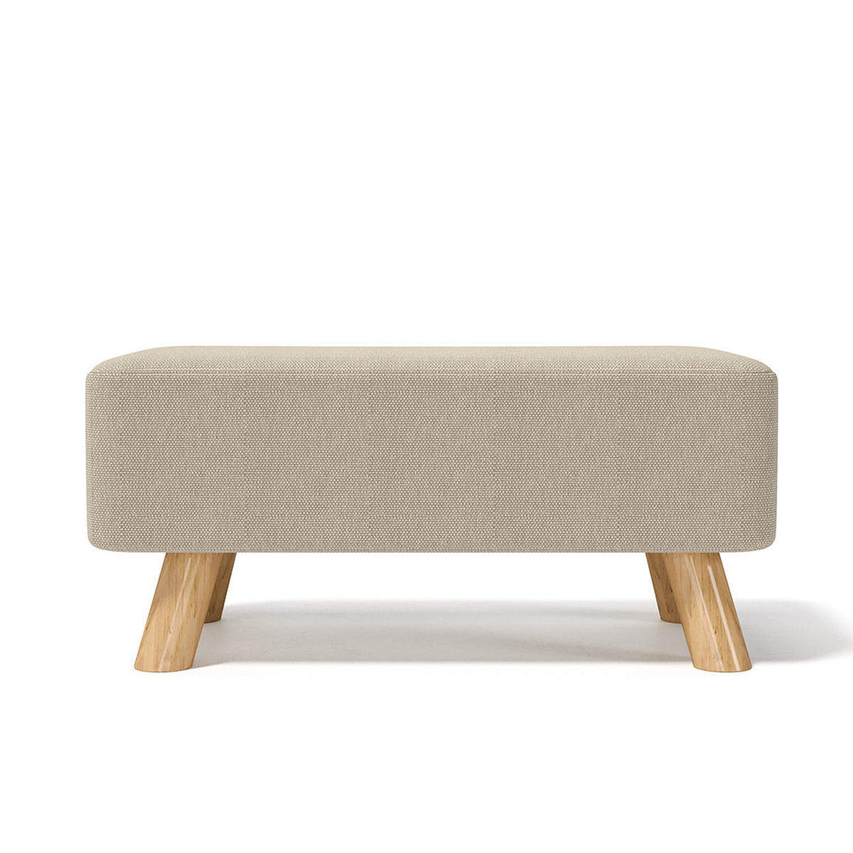 POLSTERHOCKER 57/28/25.7 cm Rechteckig Eichenholzbeine Leinen Beige - Beige/Naturfarben, Eichenholz/Holz (57/25.7/28cm) - Livingandhome