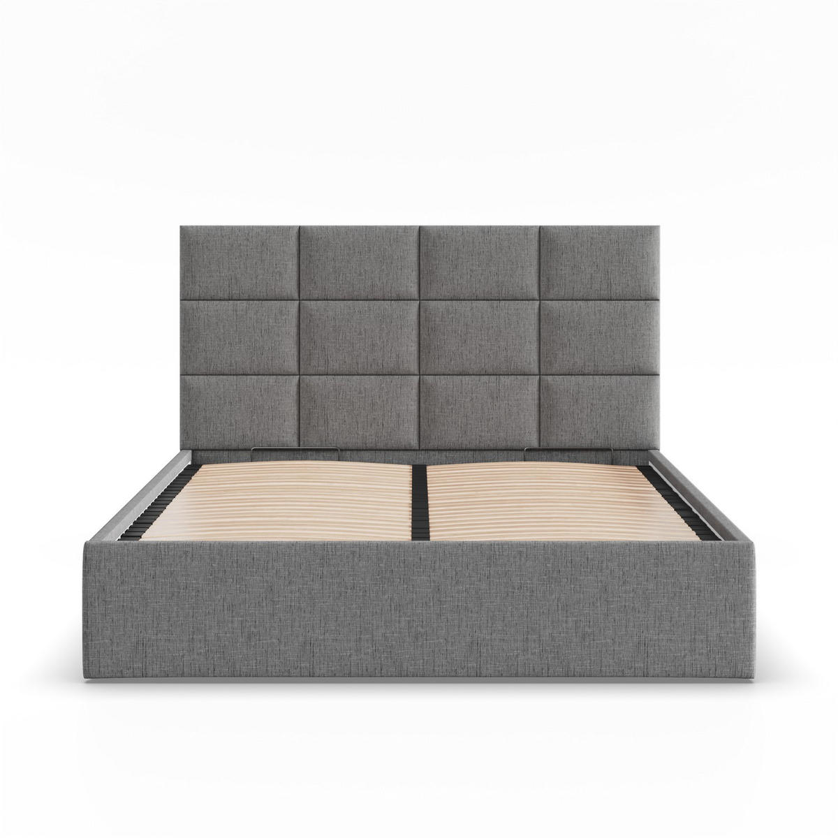 POLSTERBETT MIT KOPFTEIL 180x200 mit Bettkasten YORK, Grau - Dunkelgrau, Textil (180/200cm) - Mebligo