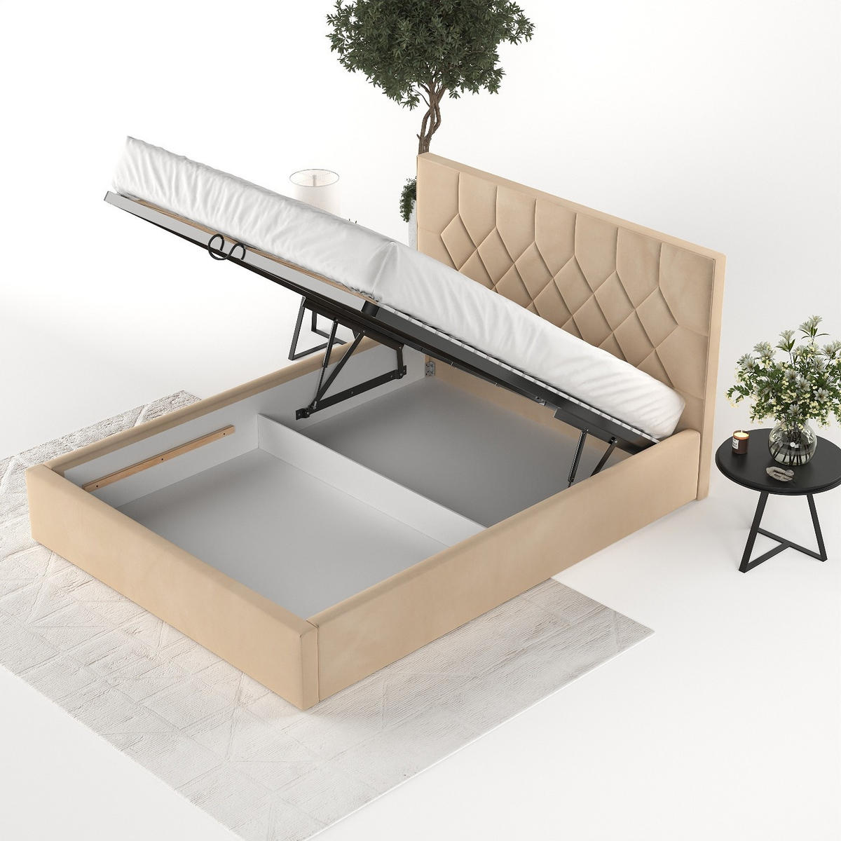 POLSTERBETT Brisa 140/200 cm Beige im Kronos Stoff - Beige/Schwarz, Holz/Holzwerkstoff (140/200cm) - AltaBeds