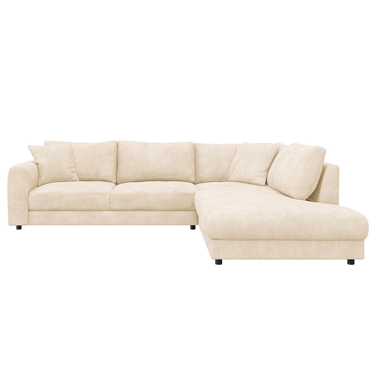 ECKSOFA mit Ottomane - Beige/Schwarz, Holz/Kunststoff (267/254cm) - home24