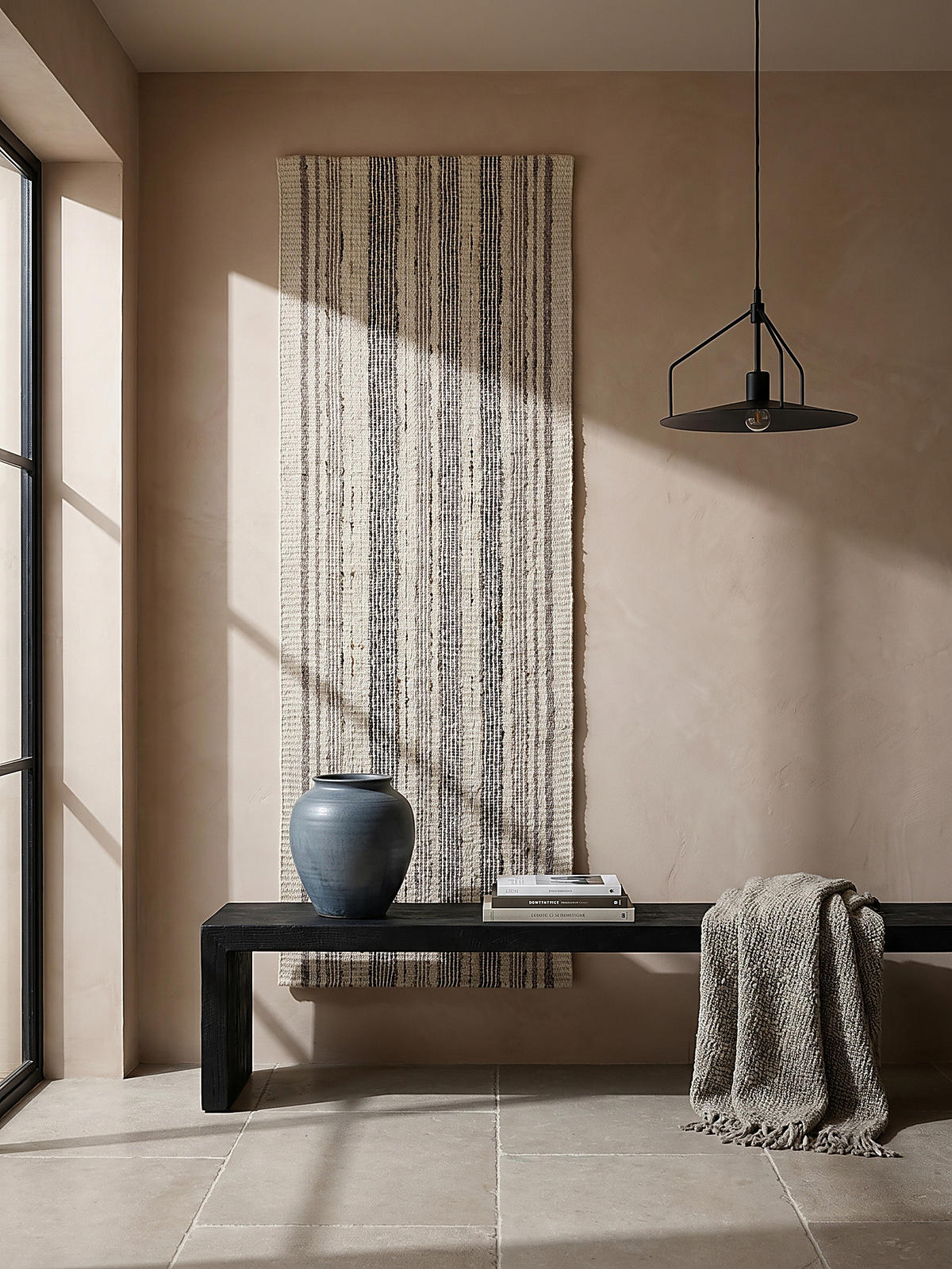 TEPPICH aus Wolle handgewebt HYTHE in Natur, gestreift, 80 x 300 cm - Beige, Textil (80/300cm) - KADIMA DESIGN