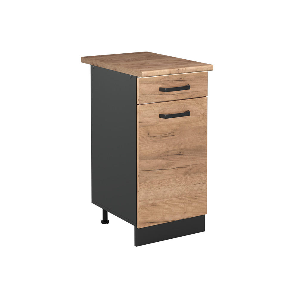 KÖKSUNDERSKÅP R-Line, Goldkraft ek/antracit, 40 cm Auksinis ąžuolas stalviršis Honungsek, Antracit 81.6/40/60 cm