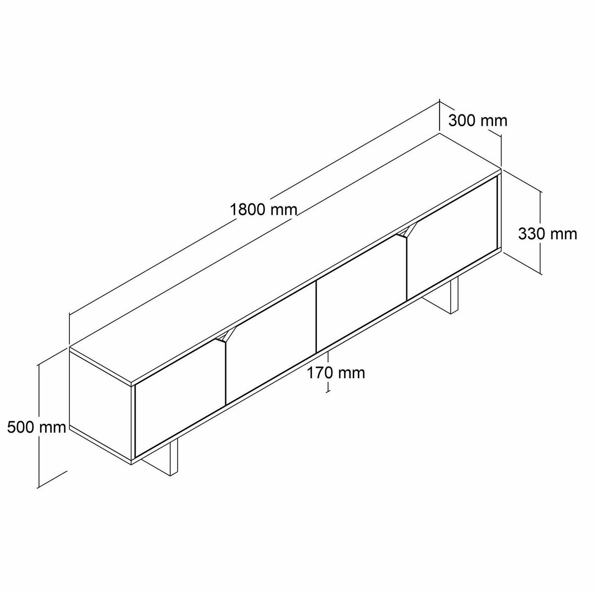 TV-MÖBEL doruk weiss - Weiß, Holz (30/50/180cm) - Habitat Garten