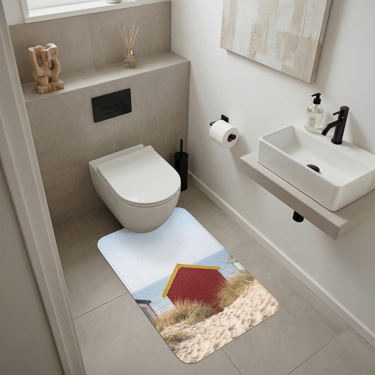 KOUPELNOVÁ PŘEDLOŽKA Pláž - Chaty - Barevné - Duny 60x90 cm - různobarevná, textil/plast (60/90cm) - OnlyWow